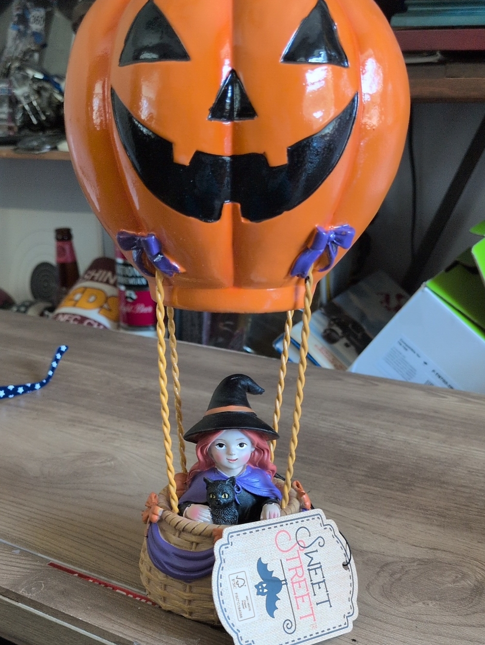 Orange Pumpkin Hot Air Balloon Witch Costume With Cat New With Tags